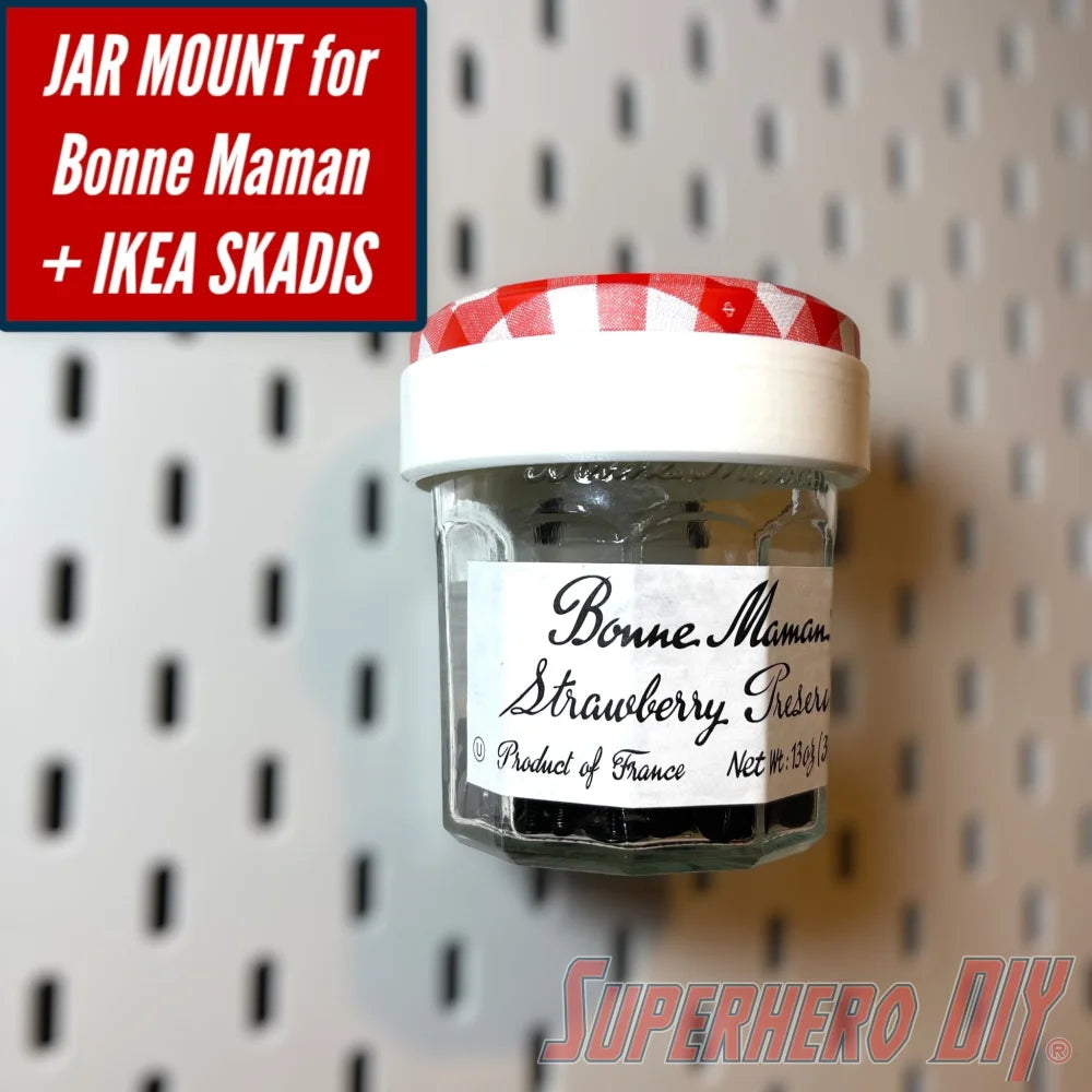Jar Mount for IKEA Skadis and Bonne Maman Jar - Superhero DIY