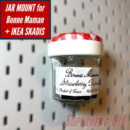 Jar Mount for IKEA Skadis and Bonne Maman Jar - Superhero DIY