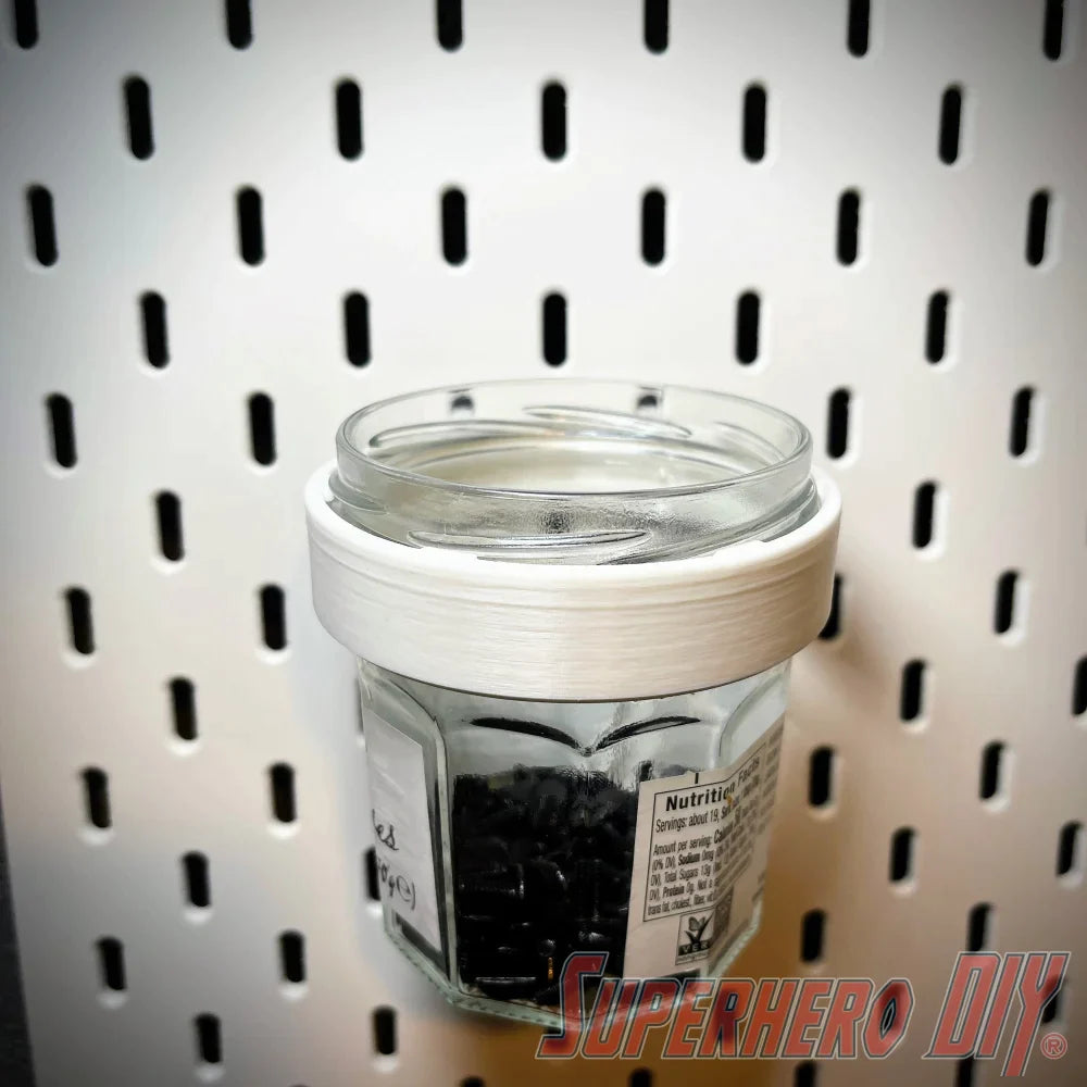 Jar Mount for IKEA Skadis and Bonne Maman Jar - Superhero DIY