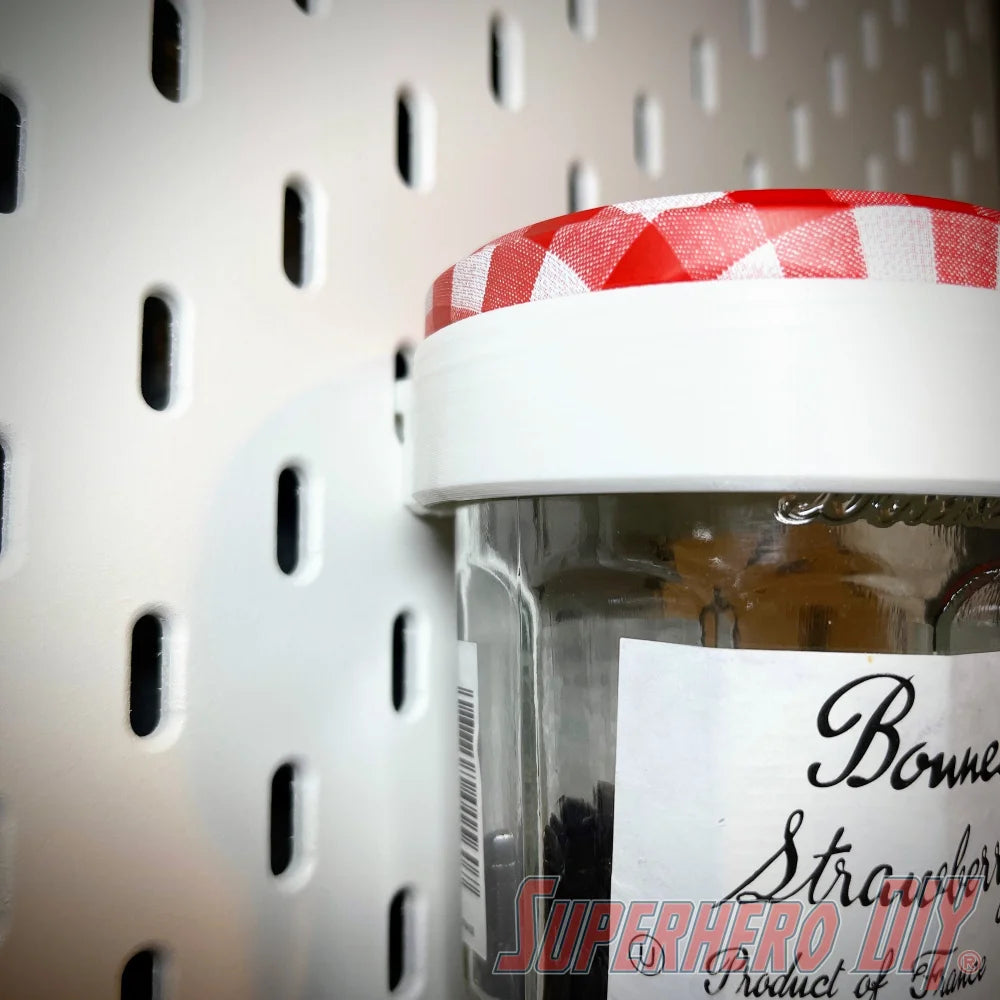 Jar Mount for IKEA Skadis and Bonne Maman Jar - Superhero DIY
