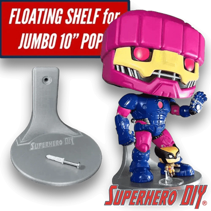 Jumbo Floating Figure Shelf for Jumbo 10" Pop OOB | Comes with mounting screw - Superhero DIY