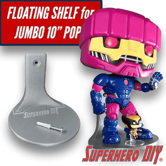Jumbo Floating Figure Shelf for Jumbo 10" Pop OOB | Comes with mounting screw - Superhero DIY