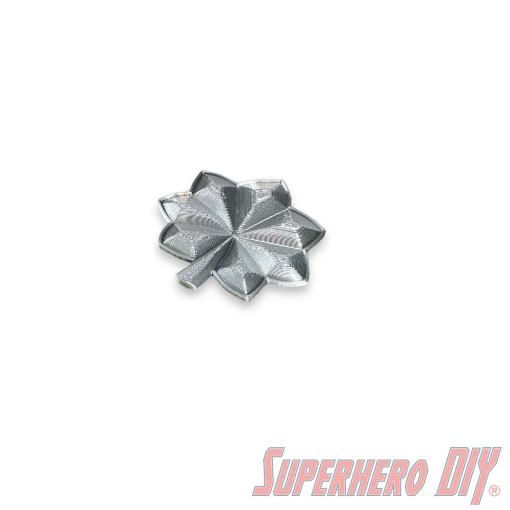 Lieutenant colonel rank insignia in shiny silver finish, suitable for military displays, retirement gifts, or costumes.
