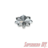 Lieutenant colonel rank insignia in shiny silver finish for military displays and costume use.