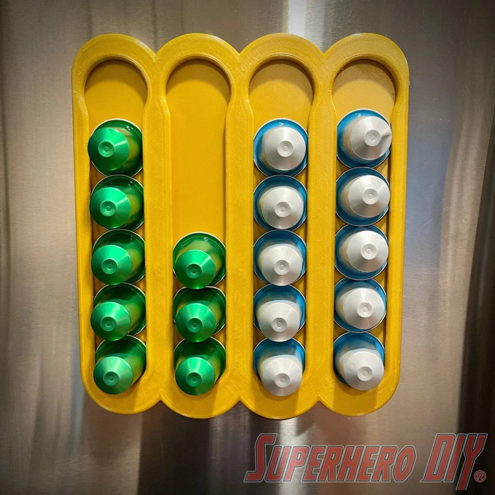 Magnetic Holder for ORIGINAL Nespresso Coffee Pods | Holds 2 full sleeves! | Fridge mount holder - Superhero DIY