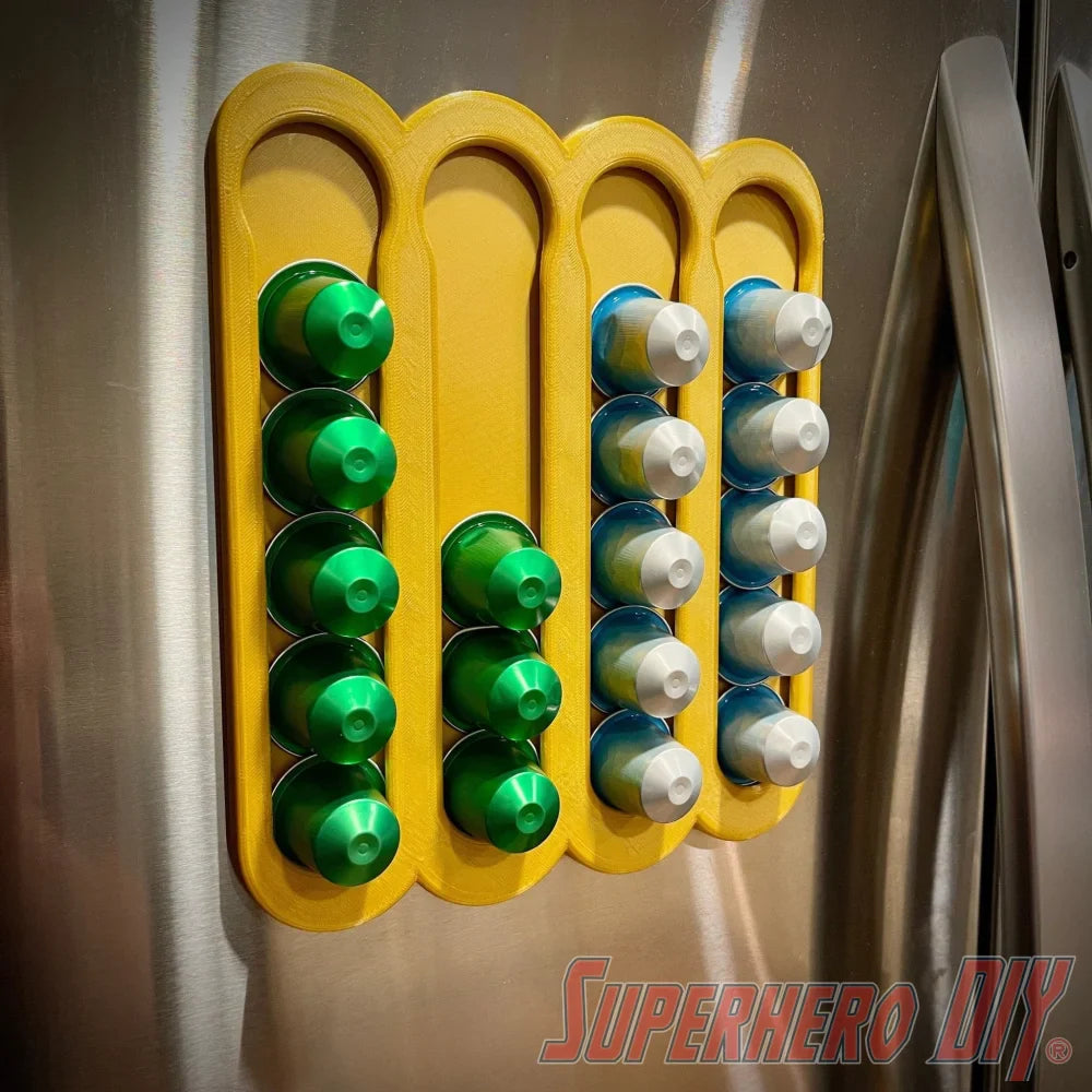 Magnetic Holder for ORIGINAL Nespresso Coffee Pods | Holds 2 full sleeves! | Fridge mount holder - Superhero DIY