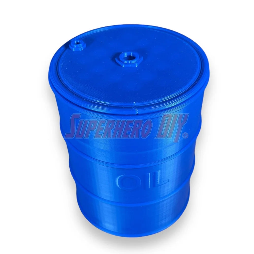 Blue mini oil drum desk organizer for storing small items or candy.