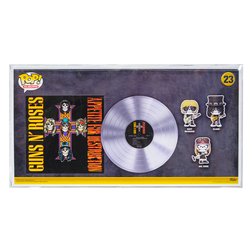 Deluxe Albums PopShield Protectors featuring Guns N' Roses Funko Pop album with vinyl and figures in thick PET plastic case.