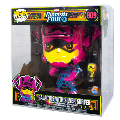 Marvel Funko Pop Galactus with Silver Surfer vinyl figure in box, Fantastic Four series, PX exclusive.