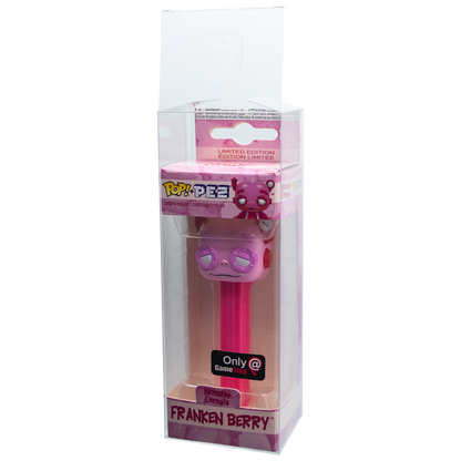 Franken Berry Pez dispenser in PopShield protector, showcasing superior Pez PopShield Protectors for Funko Pop collectible protection.