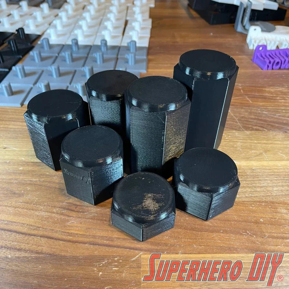 Pedestal Display Riser Stands for Funko Pop! 4" Figures or collectible display | Seven heights available different height raised stands - Superhero DIY