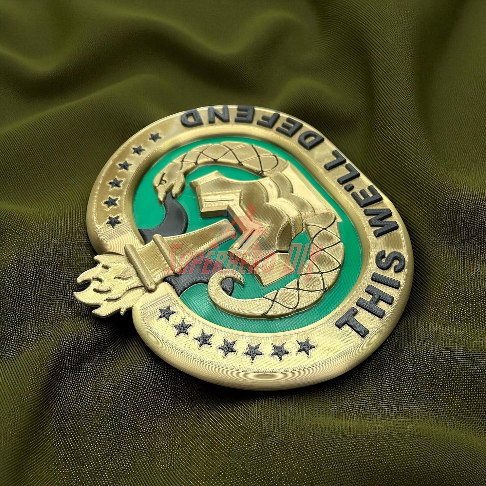 Drill Sergeant Badge Insignia Multiple Sizes for Shadow Box or Wall on a textured background, showcasing military pride.