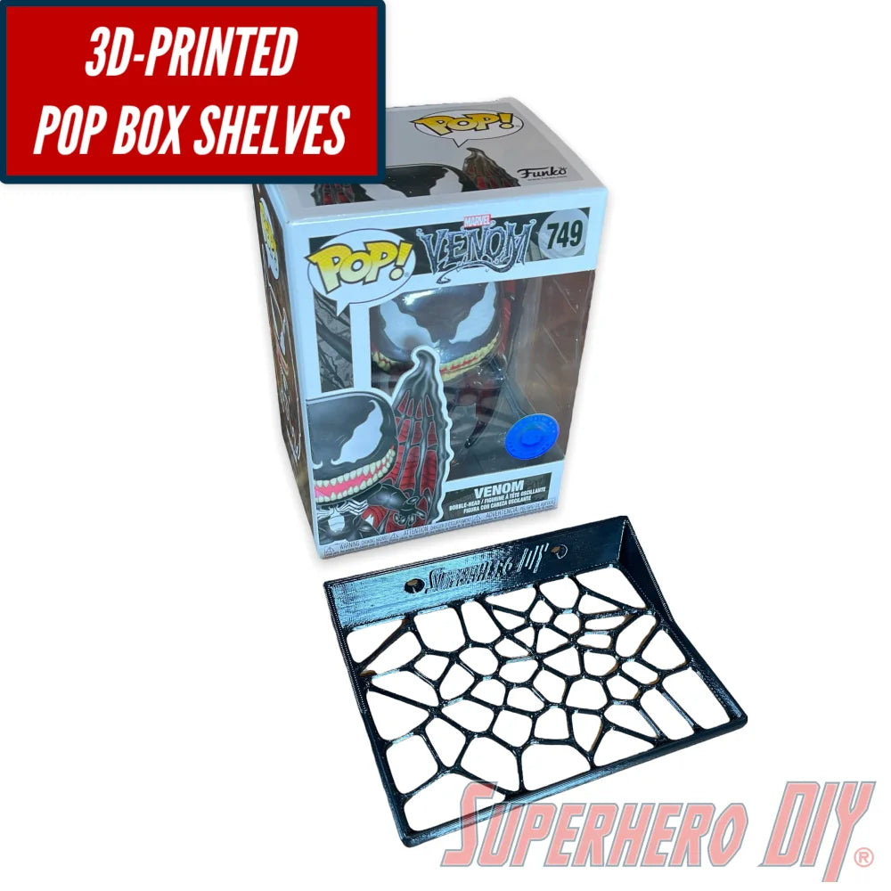 Pop Box Floating Shelves for VENOM | Fits Soft Cases or Funko Box only | Screws included! - Superhero DIY