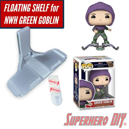 Pop Shelf for Green Goblin | Fits Funko Pop! Green Goblin from Spider-Man No Way Home | Comes with command strip | No drilling or screws - Superhero DIY