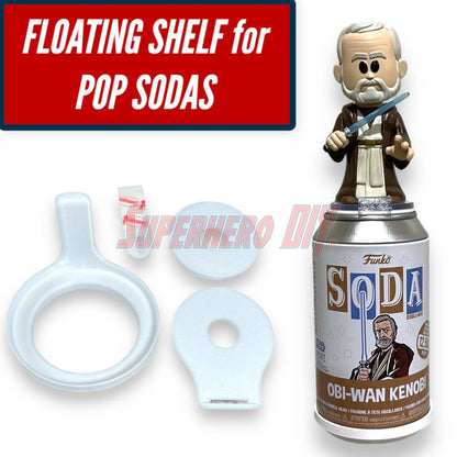 Pop Soda Floating Shelves | Wall Mount your Funko Pop Soda can, figure, and pog coin! Comes with command strips! No Screws, No Drilling! - Superhero DIY
