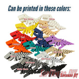 Variety of dinosaur figures available in multiple colors including Silk White, Yellow, Red, Blue, Purple, and more.