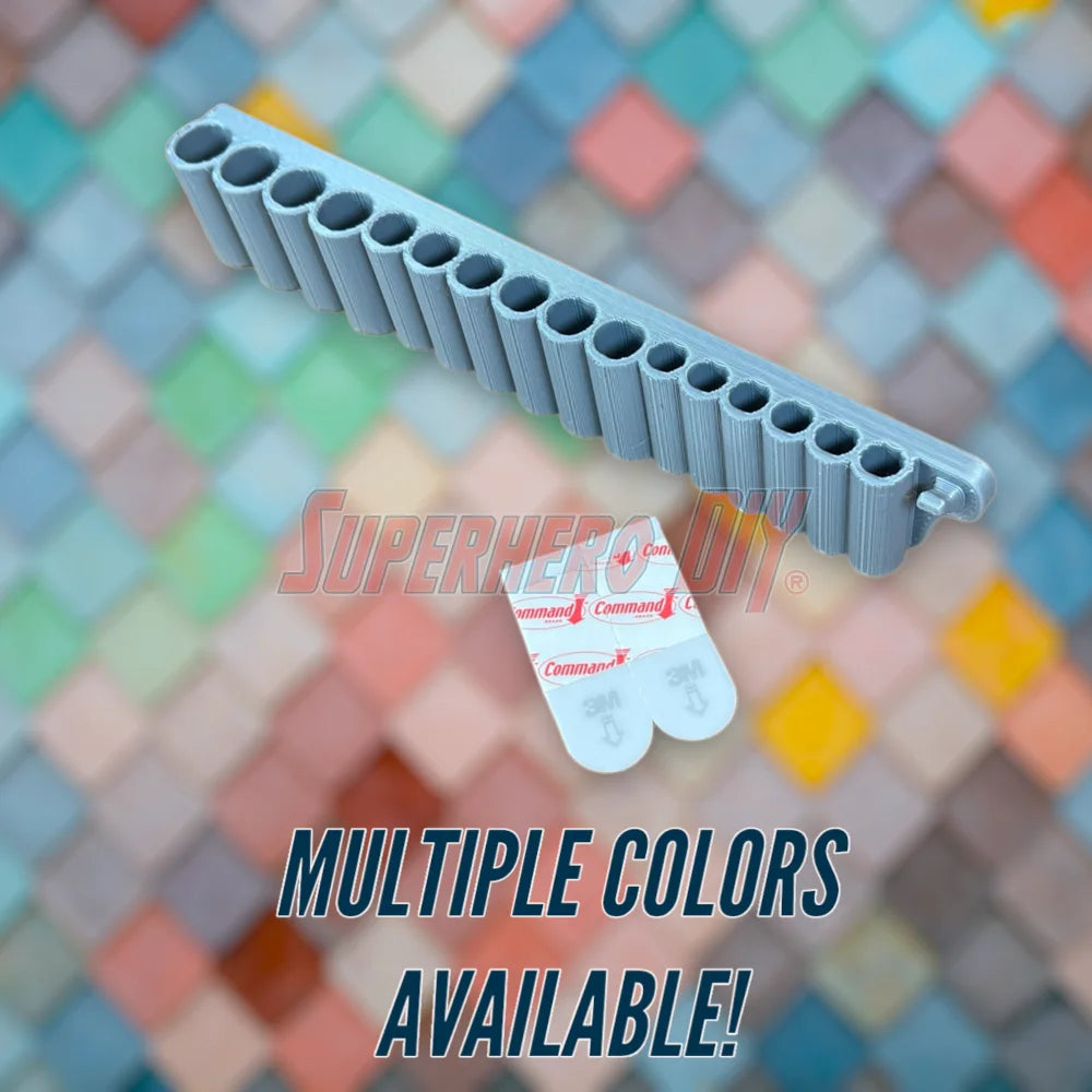 Reusable Straw Organizer | 3D-printed Straw Holder with command strips for easy mounting | Great for water bottle straws or metal straws - Superhero DIY