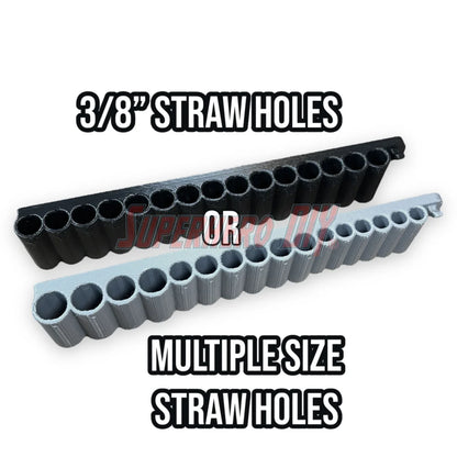 Reusable Straw Organizer | 3D-printed Straw Holder with command strips for easy mounting | Great for water bottle straws or metal straws - Superhero DIY