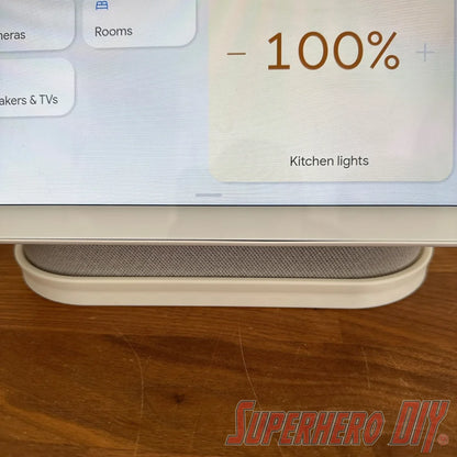 Riser stand for Google Nest Hub Max, elevates smart display to keep it high and dry on kitchen or bathroom counters