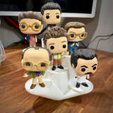 Tiered Funko Pop display stand with six staggered round platforms branching from one base