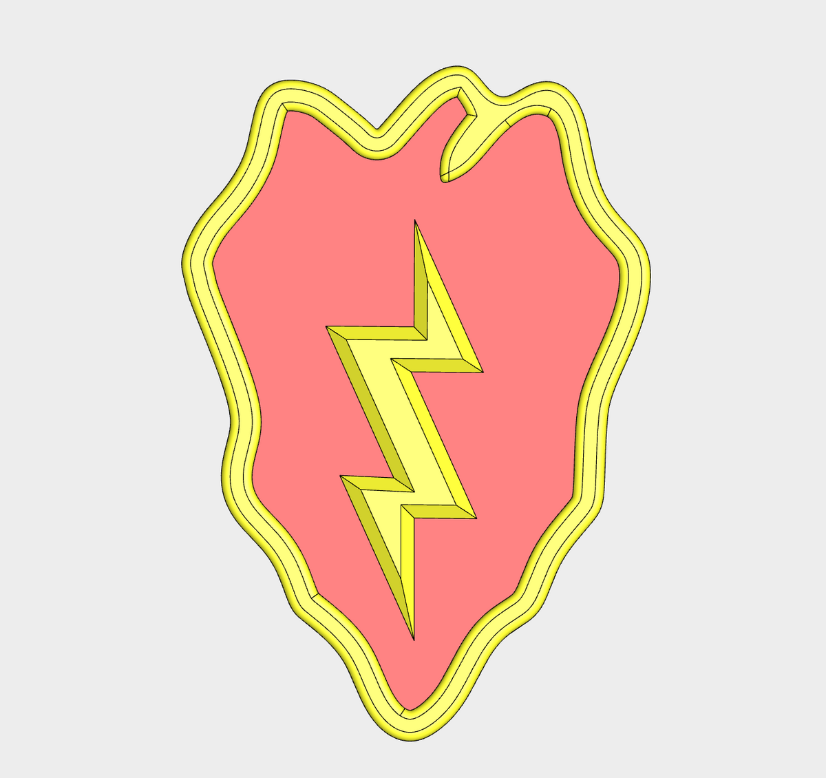 25th Infantry Division insignia display featuring a vibrant red taro leaf and a striking yellow lightning bolt.