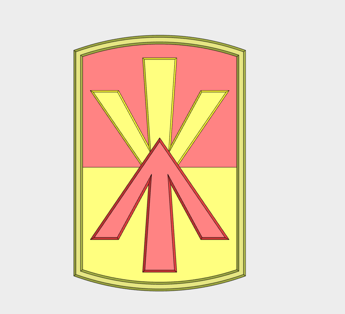 11th air defense artillery brigade display insignia in layered relief, featuring scarlet and yellow colors.
