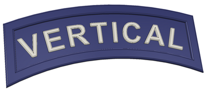 3D vertical construction engineer tab featuring a blue arch with the word 'VERTICAL' in bold letters.