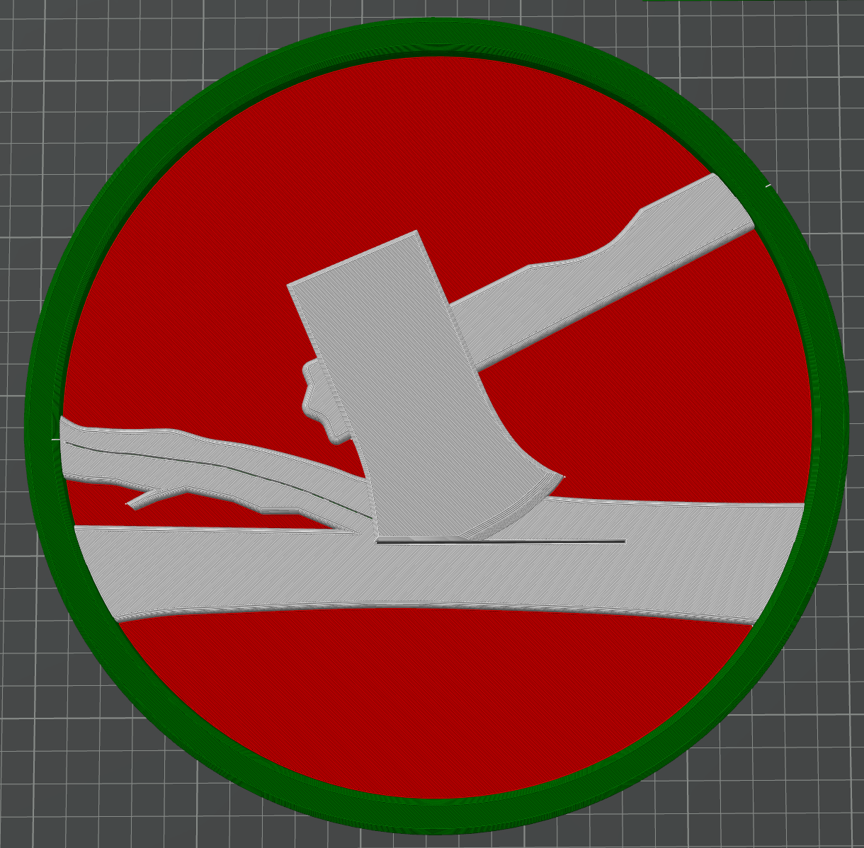 84th Training Command Display Insignia featuring a raised axe on a red field, showcasing the 1st Cavalry Division Display Insignia.