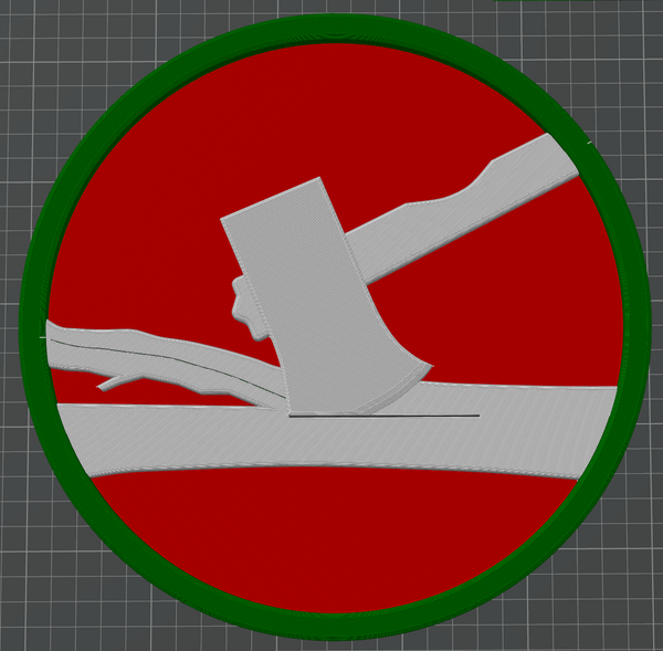 84th Training Command Display Insignia featuring a raised axe on a red field, showcasing the 1st Cavalry Division Display Insignia.