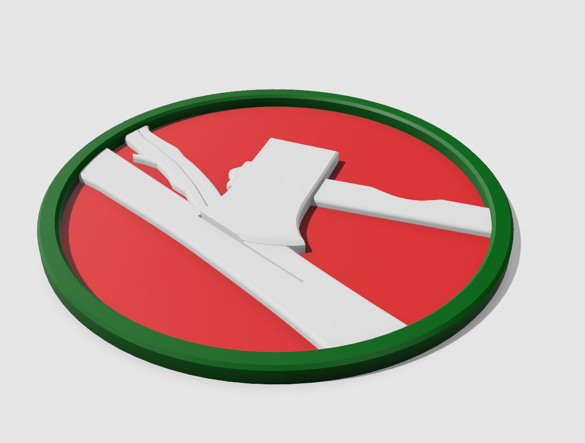 84th Training Command Display Insignia featuring white axe on red field, 1st Cavalry Division Display Insignia
