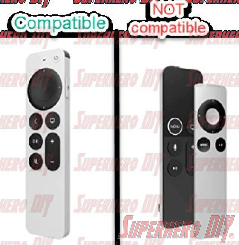 Comparison of compatible and not compatible Apple TV remotes for Apple TV Remote Stand suitability.