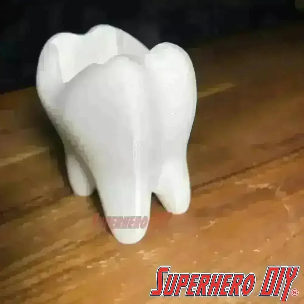 Tooth Shaped Toothpaste Holder | Tooth Cup Toothbrush Holder | Tooth Bathroom Sink Organizer | Funny Kids Bathroom Decor - Superhero DIY