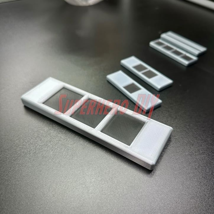 3D replica of US Army Warrant Officer Rank Insignia in black and silver, multiple sizes available, displayed on a black surface.