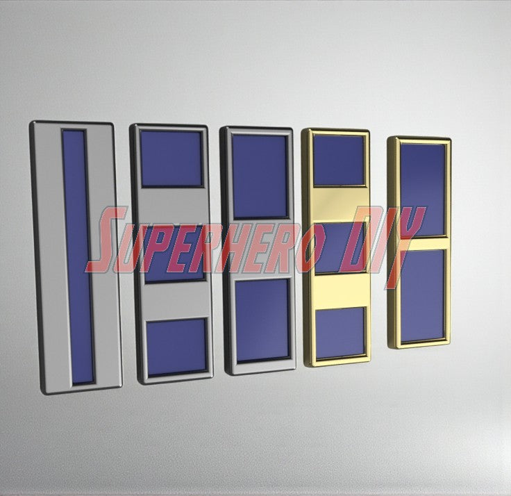 US Navy Warrant Officer Rank display set in 3D, showcasing multiple sizes available for USN CWO rank insignias.