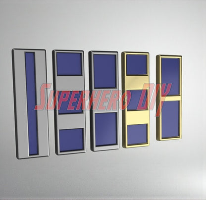 US Navy Warrant Officer Rank display set in 3D, showcasing multiple sizes available for USN CWO rank insignias.