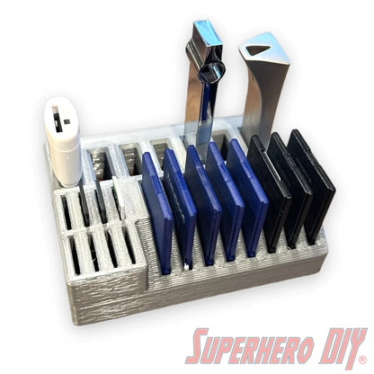 Ultimate Flash Drive Holder SD Card Holder MiniSD Holder | SD Card organizer Flash drive organizer USB Drive holder MiniSD organizer - Superhero DIY