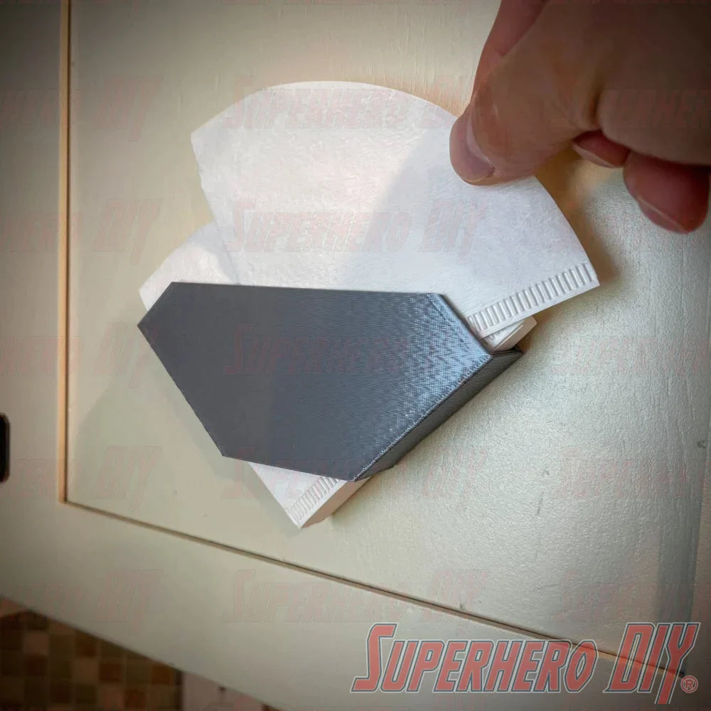 Wall Mount Filter Holder for Hario V60 Coffee Filters | Inside Shelf Filter Storage for V60 Paper Coffee Filters | Command strip included - Superhero DIY