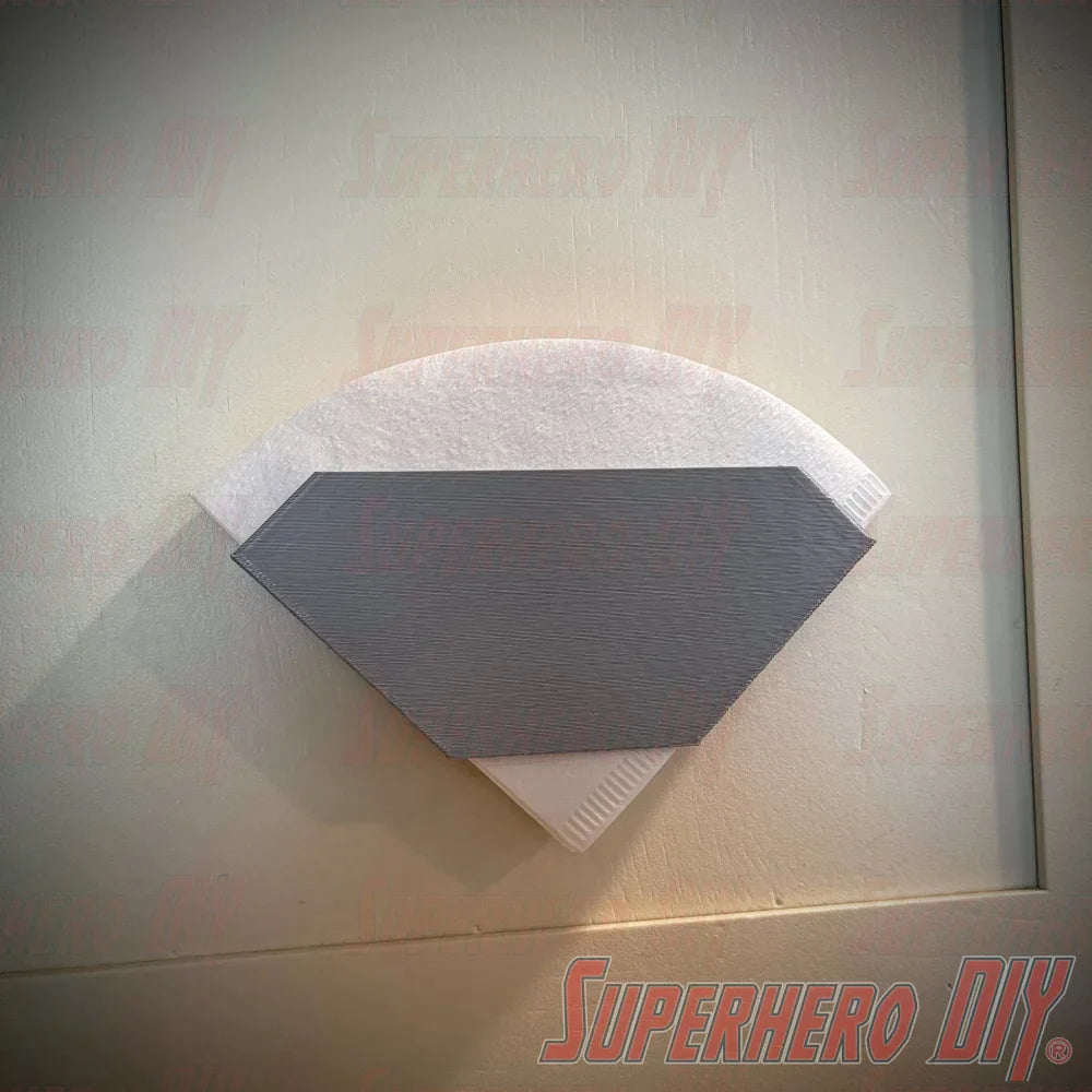 Wall Mount Filter Holder for Hario V60 Coffee Filters | Inside Shelf Filter Storage for V60 Paper Coffee Filters | Command strip included - Superhero DIY