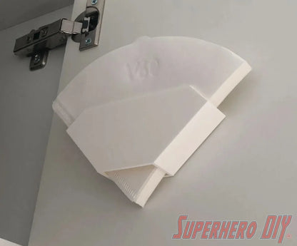 Wall Mount Filter Holder for Hario V60 Coffee Filters | Inside Shelf Filter Storage for V60 Paper Coffee Filters | Command strip included - Superhero DIY