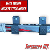 Wall Mount Hockey Stick Hanger | Mount your stick on the wall | Horizontal Ice Hockey Stick Hanger | Comes with screws or Command strips! - Superhero DIY