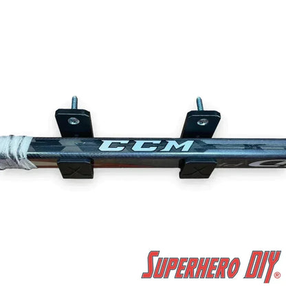 Wall Mount Hockey Stick Hanger | Mount your stick on the wall | Horizontal Ice Hockey Stick Hanger | Comes with screws or Command strips! - Superhero DIY
