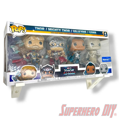 Wall mount brackets for Funko Pop 3-pack, 4-pack, 5-pack, or 7-pack boxes, easy and affordable display solution
