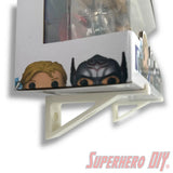 Wall mount brackets for Funko Pop 3-pack, 4-pack, 5-pack, or 7-pack boxes, easy and affordable display solution