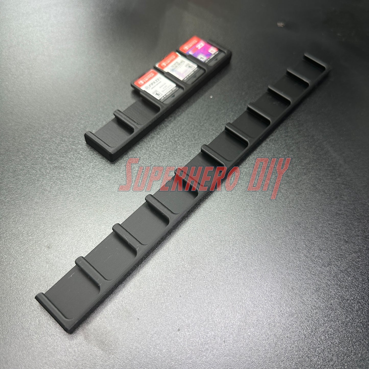 Game Cartridge Holder for Nintendo Switch – 5 or 10 Slot Display Rack with game cards.