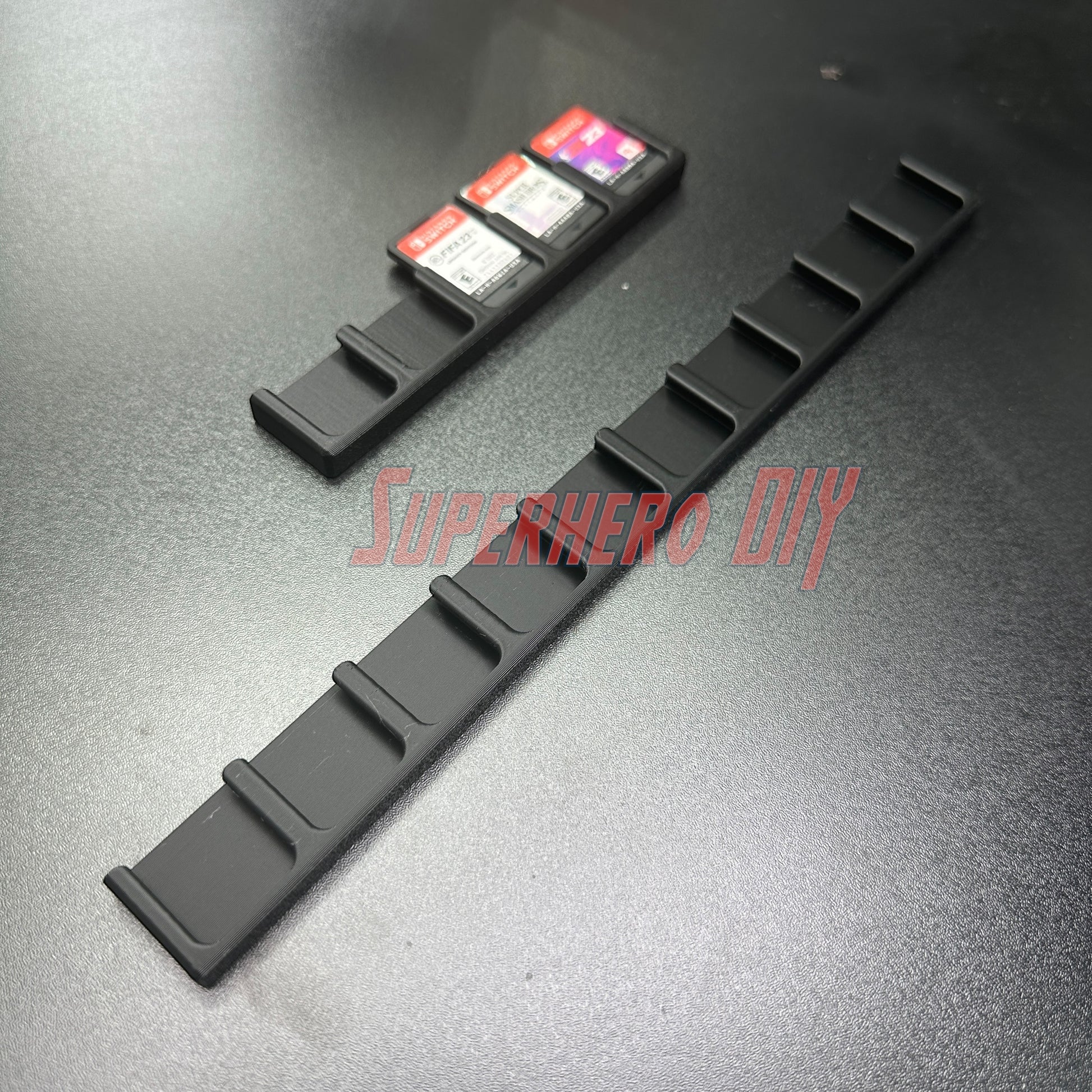 Game Cartridge Holder for Nintendo Switch – 5 or 10 Slot Display Rack with game cards.