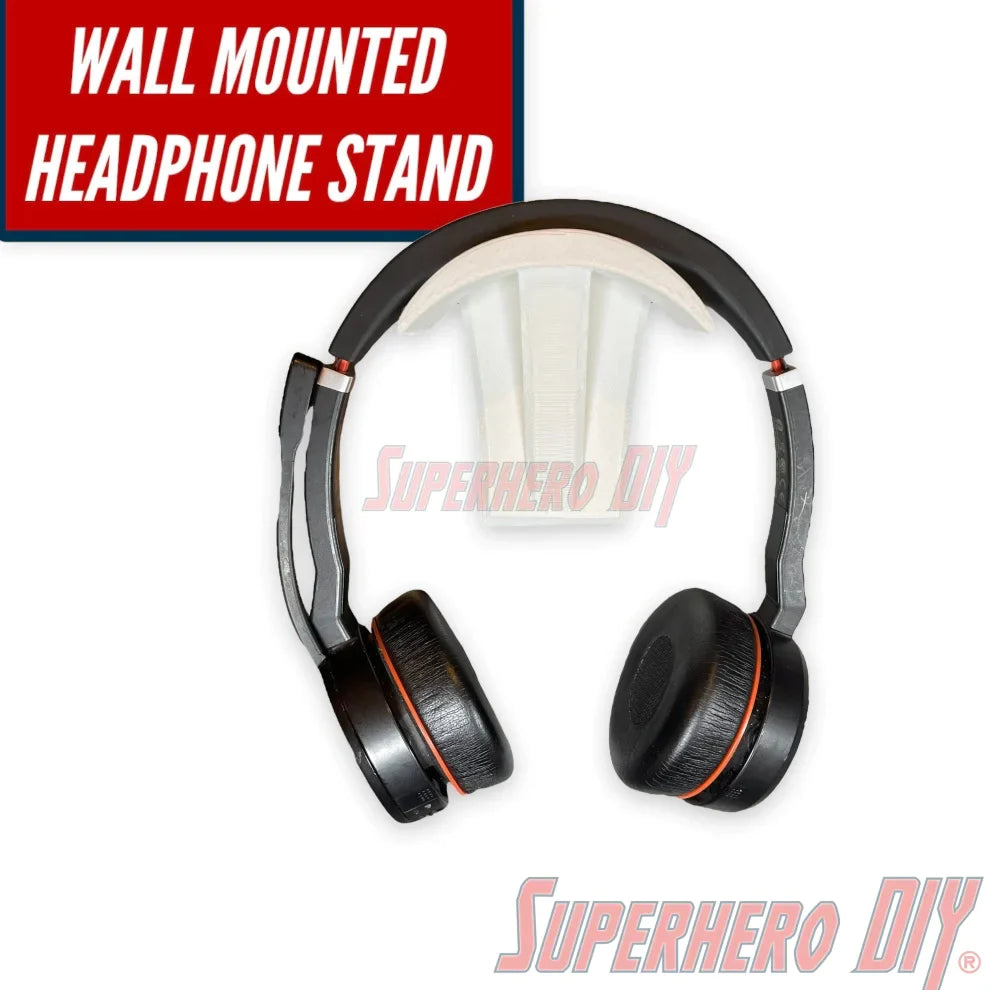 Wall Mounted Headphone Stand | No screws no drilling and fits most headphones | Mount with included Command strips - Superhero DIY