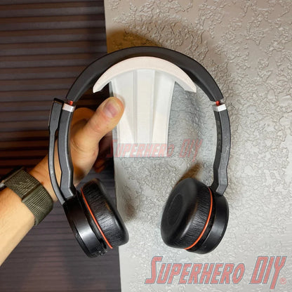 Wall Mounted Headphone Stand | No screws no drilling and fits most headphones | Mount with included Command strips - Superhero DIY