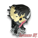 Venom Funko Pop figure standing on web pattern base from Web Shelf for Spider-Man Funko Pop Figures collection.
