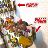 different sizes of shelves to fit your amiibo collection - regular, bigger, or guardian size