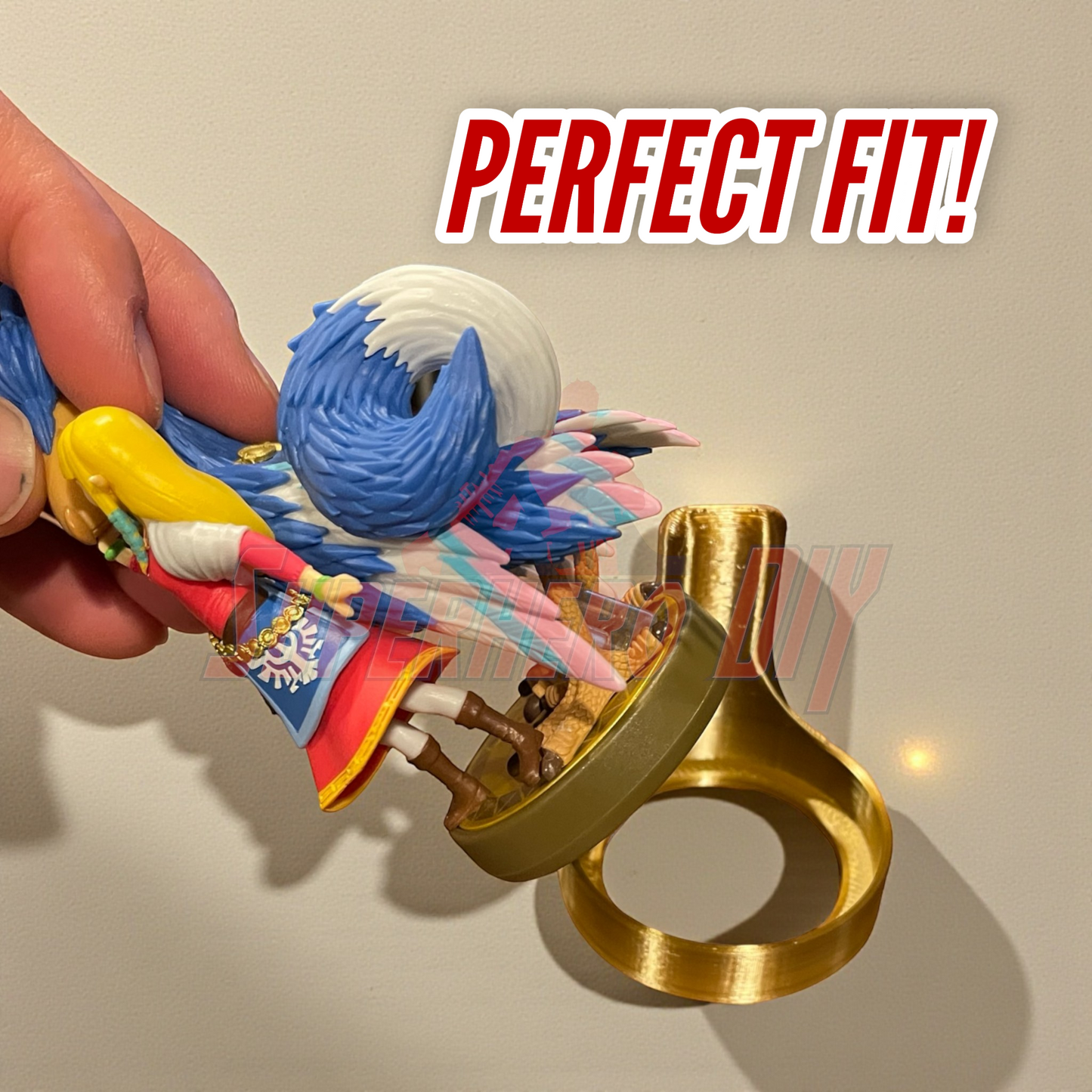 3D-printed display shelf for amiibo showcasing compatible accessory fit